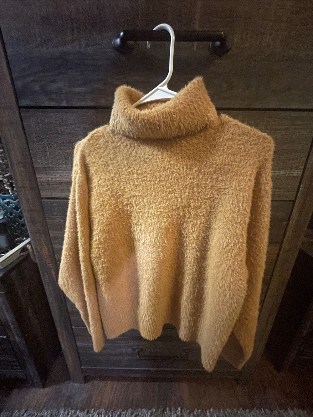 Calia by Carrie Underwood Light Autumn Orange Fuzzy Turtle/Cowl Neck Sweater - Picture 2 of 6